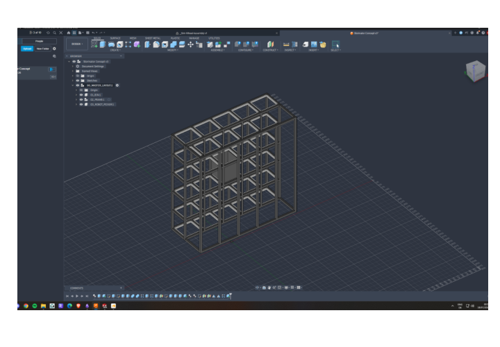 The real Storinator mechanical assembly open in Fusion 360
